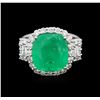 Image 1 : 18KT White Gold 7.02ct Emerald and Diamond Ring