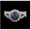 Image 1 : 14KT White Gold 1.20ct Tanzanite and Diamond Ring