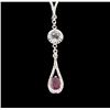 Image 2 : SILVER 8.40ct Ruby and White Topaz Necklace