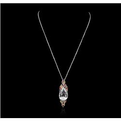 14KT White Gold 23.00ct Beryl, Sapphire and Ruby Pendant With Chain