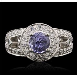 14KT White Gold 1.44ct Tanzanite and Diamond Ring