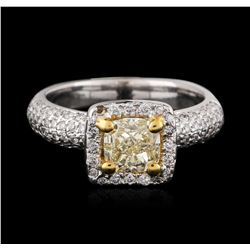 18KT Two-Tone Gold 1.49ctw Fancy Light Yellow Diamond Ring