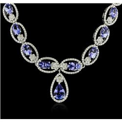 14KT White Gold 16.85ctw Tanzanite and Diamond Necklace