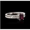 Image 2 : 14KT White Gold 1.05ct Ruby and Diamond Ring