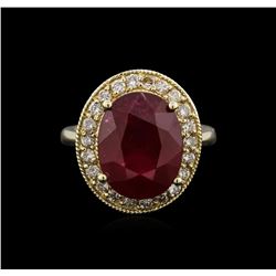 14KT Yellow Gold 8.77ct Ruby and Diamond Ring