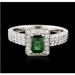 14KT White Gold 0.71ct Tsavorite and Diamond Ring