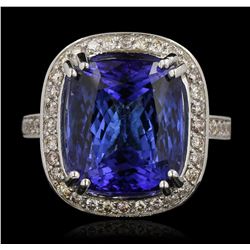 14KT White Gold 17.22ct GIA Cert Tanzanite and Diamond Ring