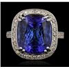 Image 1 : 14KT White Gold 17.22ct GIA Cert Tanzanite and Diamond Ring