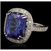 Image 2 : 14KT White Gold 17.22ct GIA Cert Tanzanite and Diamond Ring