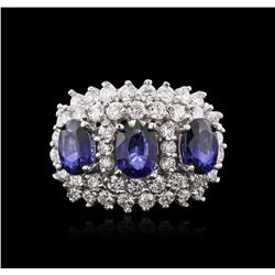 14KT White Gold 2.88ctw Sapphire and Diamond Ring