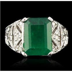 14KT White Gold 5.26ct Emerald and Diamond Ring