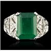 Image 1 : 14KT White Gold 5.26ct Emerald and Diamond Ring