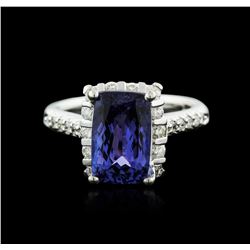 14KT White Gold 3.17ct Tanzanite and Diamond Ring