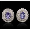 Image 1 : 14KT White Gold 1.40ctw Tanzanite and Diamond Earrings