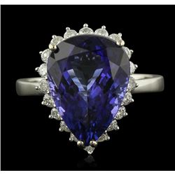 14KT White Gold 9.35ct GIA Certified Tanzanite and Diamond Ring