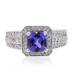 14KT White Gold 1.33ct Tanzanite and Diamond Ring