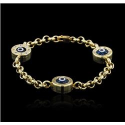 14KT Yellow Gold 0.30ctw Diamond Evil Eye Bracelet