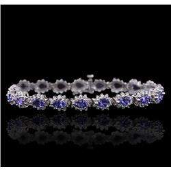 14KT White Gold 8.55ctw Tanzanite and Diamond Bracelet