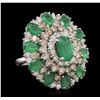 Image 2 : 14KT White Gold 8.08ctw Emerald and Diamond Ring