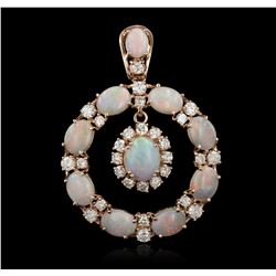 14KT Rose Gold 8.32ctw Opal and Diamond Pendant