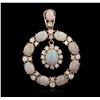 Image 1 : 14KT Rose Gold 8.32ctw Opal and Diamond Pendant