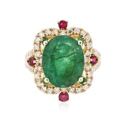 14KT Yellow Gold 6.04ctw Emerald, Ruby and Diamond Ring