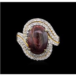 PLATED SILVER 11.87ct Ruby and White Sapphire Ring