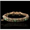 Image 2 : 10KT Yellow Gold 17.79ctw Emerald Bangle Bracelet