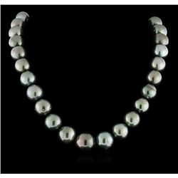 Tahitian Cultured Pearl Necklace with 14KT White Gold Diamond Clasp