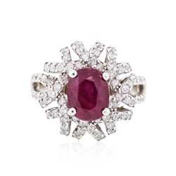 14KT White Gold 3.02ct Ruby and Diamond Ring