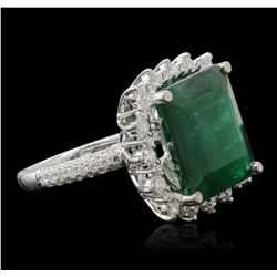 14KT White Gold 8.82ct Emerald and Diamond Ring