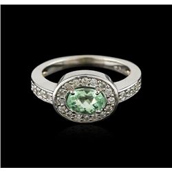 14KT White Gold 0.84ct Green Tourmaline and Diamond Ring