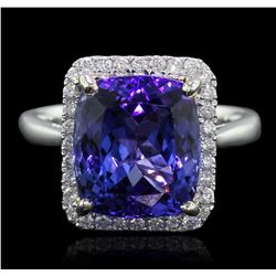 14KT White Gold 6.80ct Tanzanite and Diamond Ring