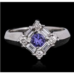 14KT White Gold 0.33ct Tanzanite and Diamond Ring