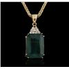 Image 2 : 14KT Yellow Gold GIA Certified 38.72ct Emerald and Diamond Pendant With Chain