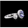 Image 2 : 14KT White Gold 1.28ct Tanzanite and Diamond Ring