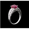 Image 3 : 2.21ct Ruby and Diamond Ring - 18KT White Gold