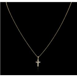 14KT Yellow Gold 0.10ctw Diamond Cross Pendant With Chain