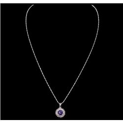 14KT White Gold 1.22ct Tanzanite and Diamond Pendant With Chain