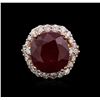 Image 1 : 14KT Rose Gold 15.28ct Ruby and Diamond Ring