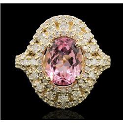 14KT Yellow Gold 2.81ct Kunzite and Diamond Ring