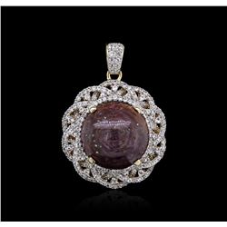 SILVER 34.00ct Star Ruby and White Sapphire Pendant