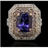 Image 1 : 14KT Rose and White Gold 4.29ct Tanzanite and Diamond Ring