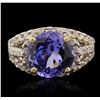 Image 1 : 14KT White Gold 5.48ct Tanzanite and Diamond Ring