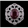 Image 1 : 14KT White Gold 8.15ct Ruby and Diamond Ring
