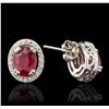 Image 2 : 14KT White Gold 3.54ctw Ruby and Diamond Earrings