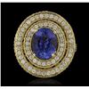 Image 1 : 14KT Yellow Gold 3.40ct Tanzanite and Diamond Ring