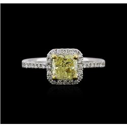 18KT Two-Tone Gold GIA Certified 1.44ctw Fancy Yellow Diamond Ring