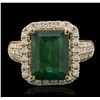 Image 1 : 14KT Yellow Gold 4.43ct Emerald and Diamond Ring
