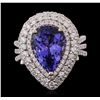 Image 1 : 14KT White Gold 5.16ct Tanzanite and Diamond Ring